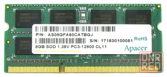 Оперативная память So-Dimm Ddr3 Apacer 8gb 1600mhz Pc-12800 Cl11 512x8 Dv.08g2k. Kam (арт-4771) Макеевка - изображение 2