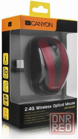 Мышь Canyon Cnr-Msow06r (Jucnrmsow06r) оптический, 1600dpi, черный/красный, беспроводная (арт-7933) Макеевка - изображение 4