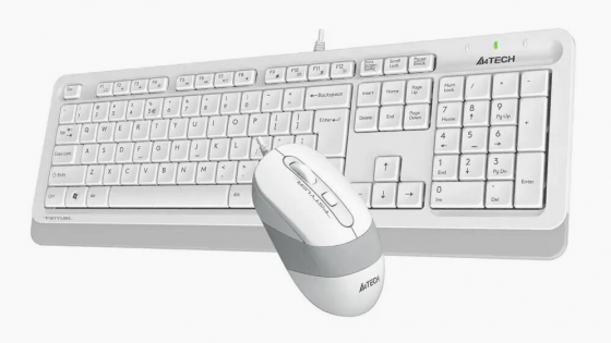 Комплект (клавиатура+мышь) A4tech Fstyler F1010, Usb, проводной, белый и серый [F1010 White] (арт-64 Макеевка