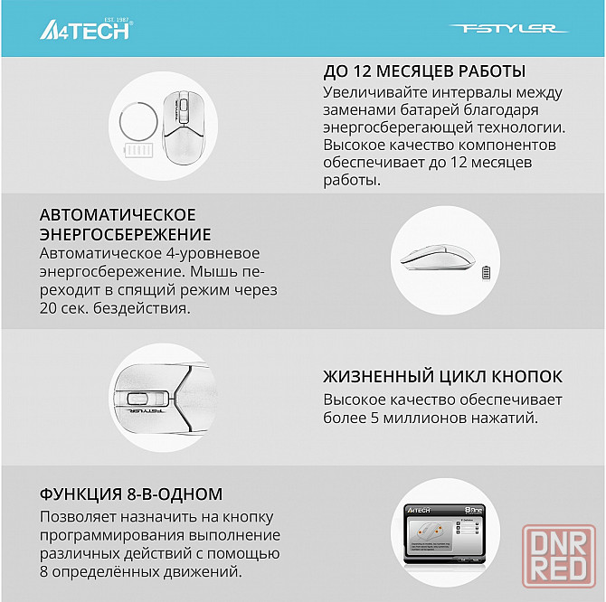 Мышь A4tech Fstyler Fb12s, черный/белый (Fb12s Usb Panda) (арт-5208) Макеевка - изображение 4
