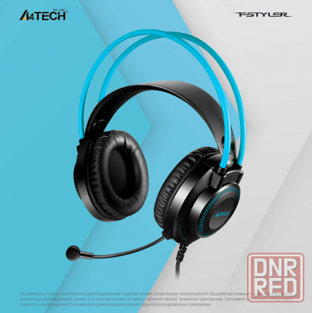 Наушники с микрофоном A4tech Fstyler Fh200i серый/синий 1.8м мониторные (Fh200i Blue) (арт-6488) Макеевка - изображение 4