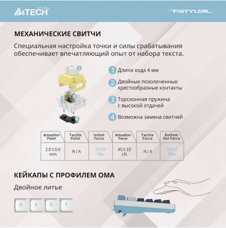 Игровая клавиатура A4tech Fstyler Fs300, русские и английские буквы, белый (Fs300 Panda Snowboarding Макеевка