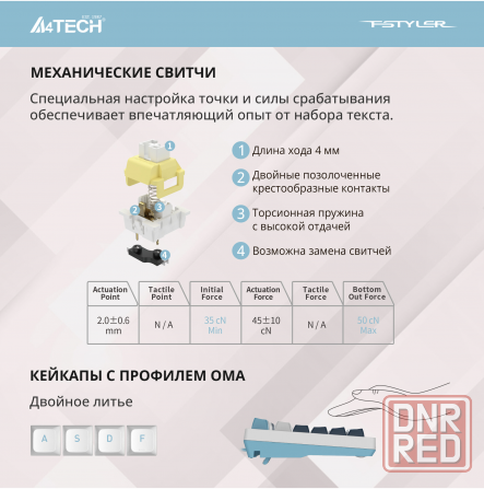 Игровая клавиатура A4tech Fstyler Fs300, русские и английские буквы, белый (Fs300 Panda Snowboarding Макеевка - изображение 4