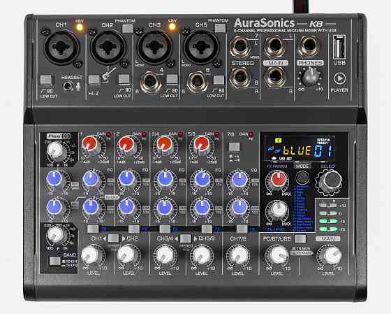 Микшерный пульт AuraSonics K8, микшер, звуковая карта, USB Донецк