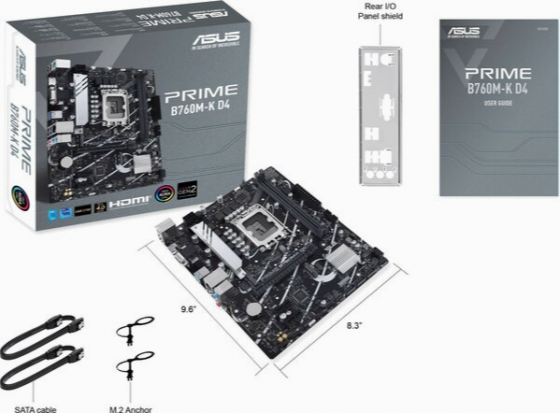 Материнская плата Asus Prime B760m-K D4 Socket 1700 B760 2xddr4 1xpci-E 16x 2xpci-E 1x 4xsata Iii Ma Макеевка