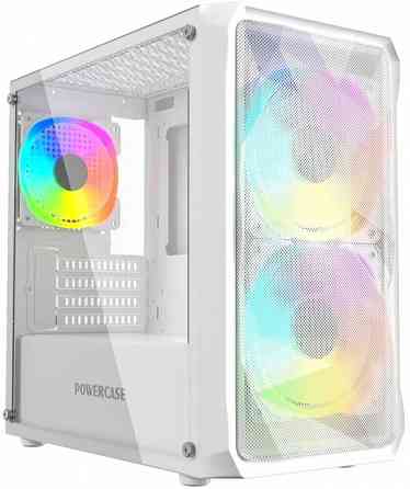 Корпус Powercase Mistral Micro A3w Argb, Tempered Glass, 2x 140mm Argb Pwm+1x 120mm Argb Pwm, белый, Макеевка