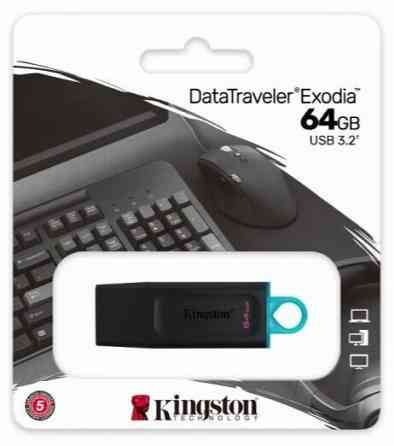 Накопитель Usb 3.2 64gb Kingston Datatraveler Exodia Dtx/64gb Gen 1 Black/Teal (арт-7086) Макеевка