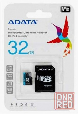 Adata карта памяти 32гб Adata Ausdh32guicl10a1-Ra1 Microsdhc Uhs-I Class10 + адаптер (арт-9369) Макеевка - изображение 1