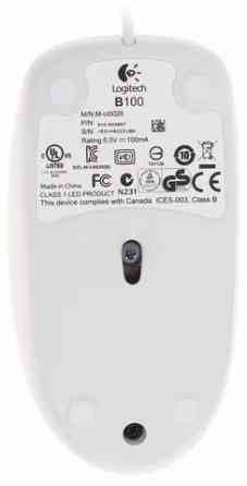 Мышь проводная Logitech B100 910-003360, 800dpi, белый (арт-1731) Макеевка