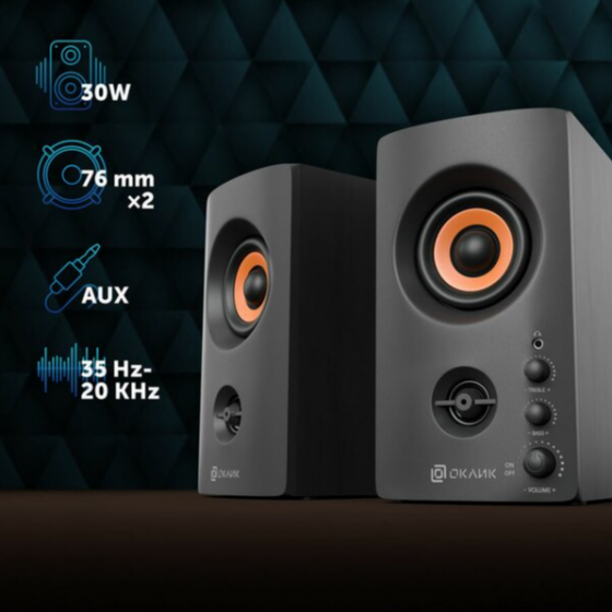 Колонки Oklick Ok-164 2.0 черный 30вт (арт-5744) Макеевка