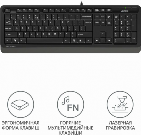 Клавиатура A4tech Fstyler Fk10 черный/серый Usb (арт-1956) Макеевка