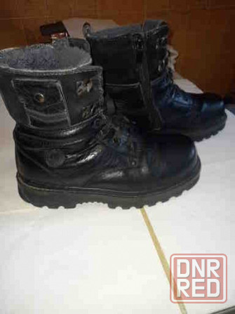 Ботинки зимние мужские б\у кожа р-р39-40 чёрные Донецк - изображение 1