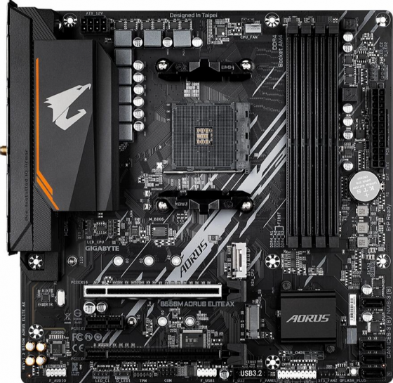 Материнская плата Gigabyte B550m Aorus Elite Ax Soc-Am4 Amd B550 4xddr4 Matx Ac`97 8ch(7.1) Gblan Ra Макеевка