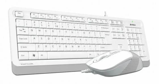 Комплект (клавиатура+мышь) A4tech Fstyler F1010, Usb, проводной, белый и серый [F1010 White] (арт-47 Макеевка