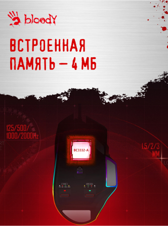 Мышь A4tech Bloody W95 Max, цвет черный (W95 Max Stone Black) (арт-7949) Макеевка