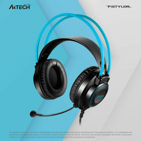 Наушники с микрофоном A4tech Fstyler Fh200i серый/синий 1.8м мониторные (Fh200i Blue) (арт-3237) Макеевка