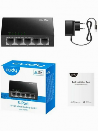 Коммутатор неуправляемый Cudy Fs105, 5 портов Rj45 10/100 мбит/с, металлический корпус (арт-5532) Макеевка