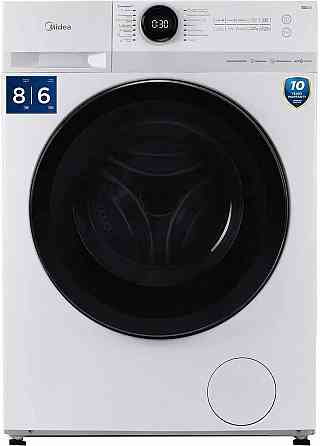 Стиральная машина Midea Lunar MF200D80WBS/W-RU с сушкой 8 кг (белый/черный) Inverter, 1400 об/мин Макеевка