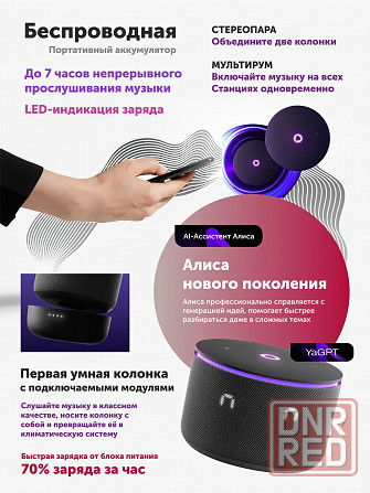 Умная колонка Яндекс Станция Мини 3 Про, голосовой ассистент Алиса, 18 Вт Донецк - изображение 3