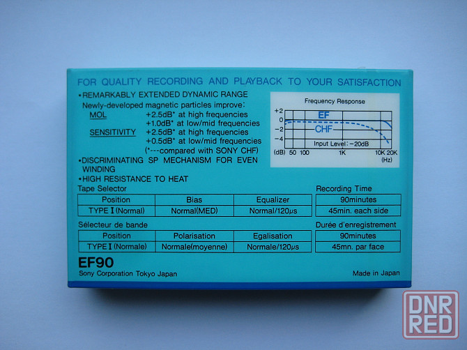 Аудиокассета SONY EF 90 (1985 г) made in japan EU market not 'Imрrovеd' Донецк - изображение 3