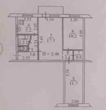 Продаётся 3-х комн.квартира 55,6 кв.м. Мариуполь