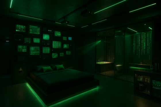 Ночь в «Матрице». Жилая студия с джакузи, настраиваемым светом, звукоизоляцией, системой умный дом. Донецк