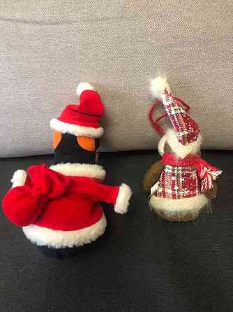 Новогодние декоративные игрушки пингвин и обезьяна Макеевка