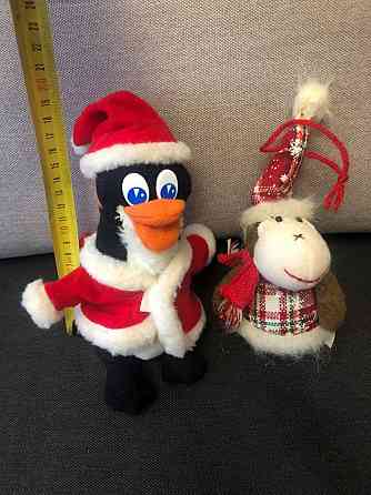 Новогодние декоративные игрушки пингвин и обезьяна Макеевка