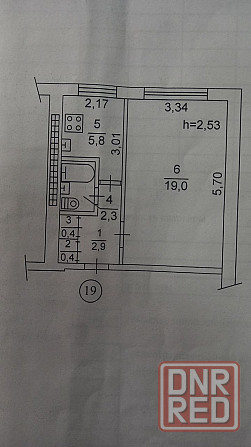 Продам 1 к.кв. на Текстильщике, большая гостинка, 1 эт/9 эт, под ремонт Донецк - изображение 1