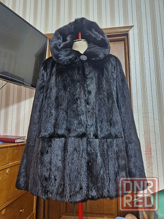 р.54-56 Норка автоледи с капюшоном черная Макеевка - изображение 1