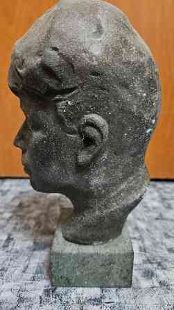 Редкий кабинетный авторский бюст Есенина, скульптор Аксенов, силумин, основание из змеевика Донецк