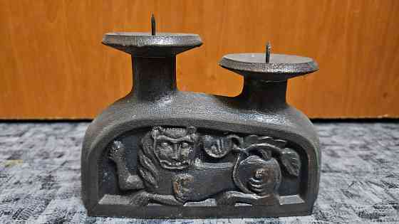 Подсвечник советских времен "Лев" обмеднёный металл, есть клеймо Донецк