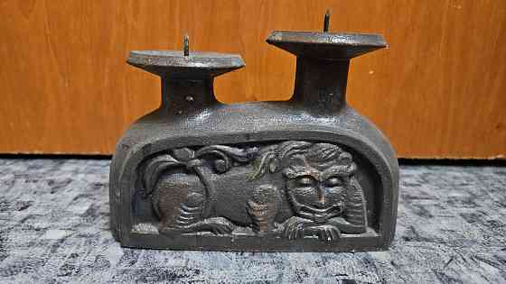 Подсвечник советских времен "Лев" обмеднёный металл, есть клеймо Донецк