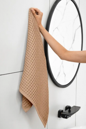 Полотенце банное вафельное бежевое, размер 1,45см*0,85см (новое) Донецк