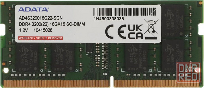 Оперативная память SO-DIMM A-Data DDR4 16Gb 3200MHz (AD4S320016G22-SGN) Донецк - изображение 1