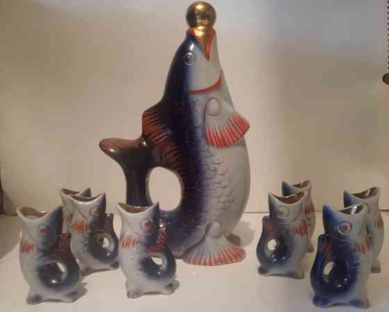 Графин-штоф рыба с рыбками ссср 8 стопок.. Донецк