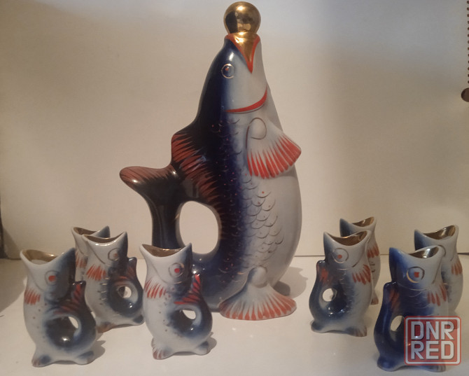 Графин-штоф рыба с рыбками ссср 8 стопок.. Донецк - изображение 1