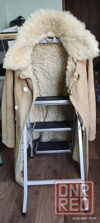 Белый овчинный кужух военного стиля, р. 48-50 Донецк - изображение 1