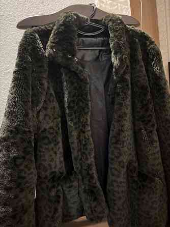 Шуба цвет хаки с леопардовым узором Мариуполь