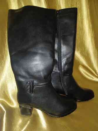 Эксклюзив. Зимние кожаные сапоги, р.41, широкое голенище 47 см.. Донецк