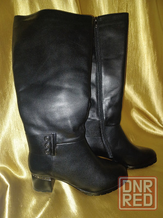 Эксклюзив. Зимние кожаные сапоги, р.41, широкое голенище 47 см.. Донецк - изображение 1
