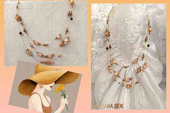 Бусы из бусин Кошачий глаз и Яшма Донецк