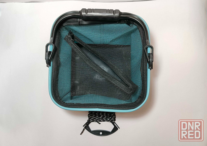 Складное ведро с сеткой для рыбалки 24х24х23,5 см (13 л) Донецк - изображение 3