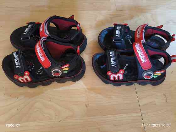 Босоножки сандалии для мальчика красно-чёрные светятся Донецк