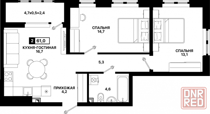 Двухкомнатная квартира ипотека 2% Мариуполь - изображение 2
