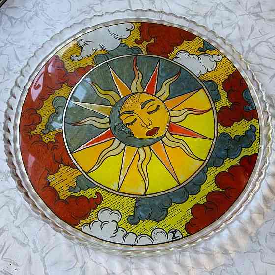 Блюдо "Инь-Янь", 28 см. Новое. Витражная роспись по стеклу.. Донецк