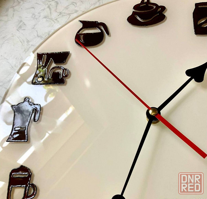 Часы "Кофе", 31 см. Новые. Роспись по стеклу. Донецк - изображение 2