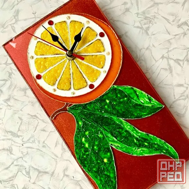 Часы витражные "Апельсин", 25*13 см. Донецк - изображение 1
