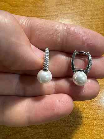 Серьги серебро, жемчуг Донецк