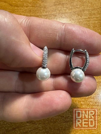 Серьги серебро, жемчуг Донецк - изображение 1